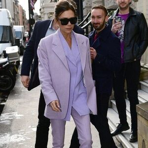 Victoria Beckham single breasted blazer in lilac color